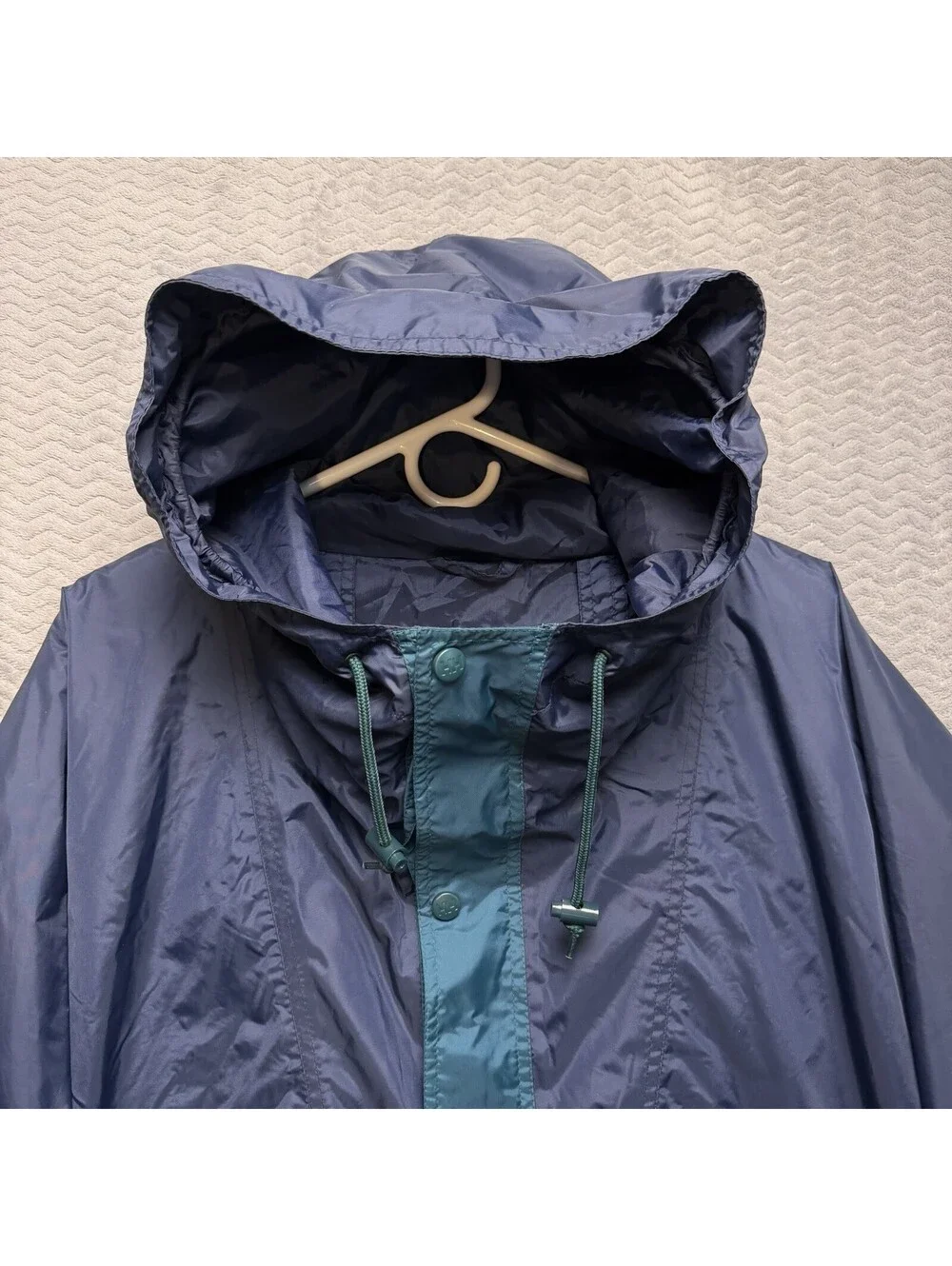 Helly Hansen Jacket Mens XL Green Blue Helly Tech HH Packable Hooded Rain Coat